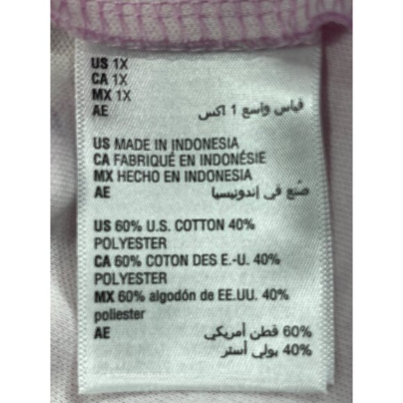 Style & Co Womens Floral Print Short Sleeve Tee 1X Millie Pink Made In Indonesia - Picture 7 of 9